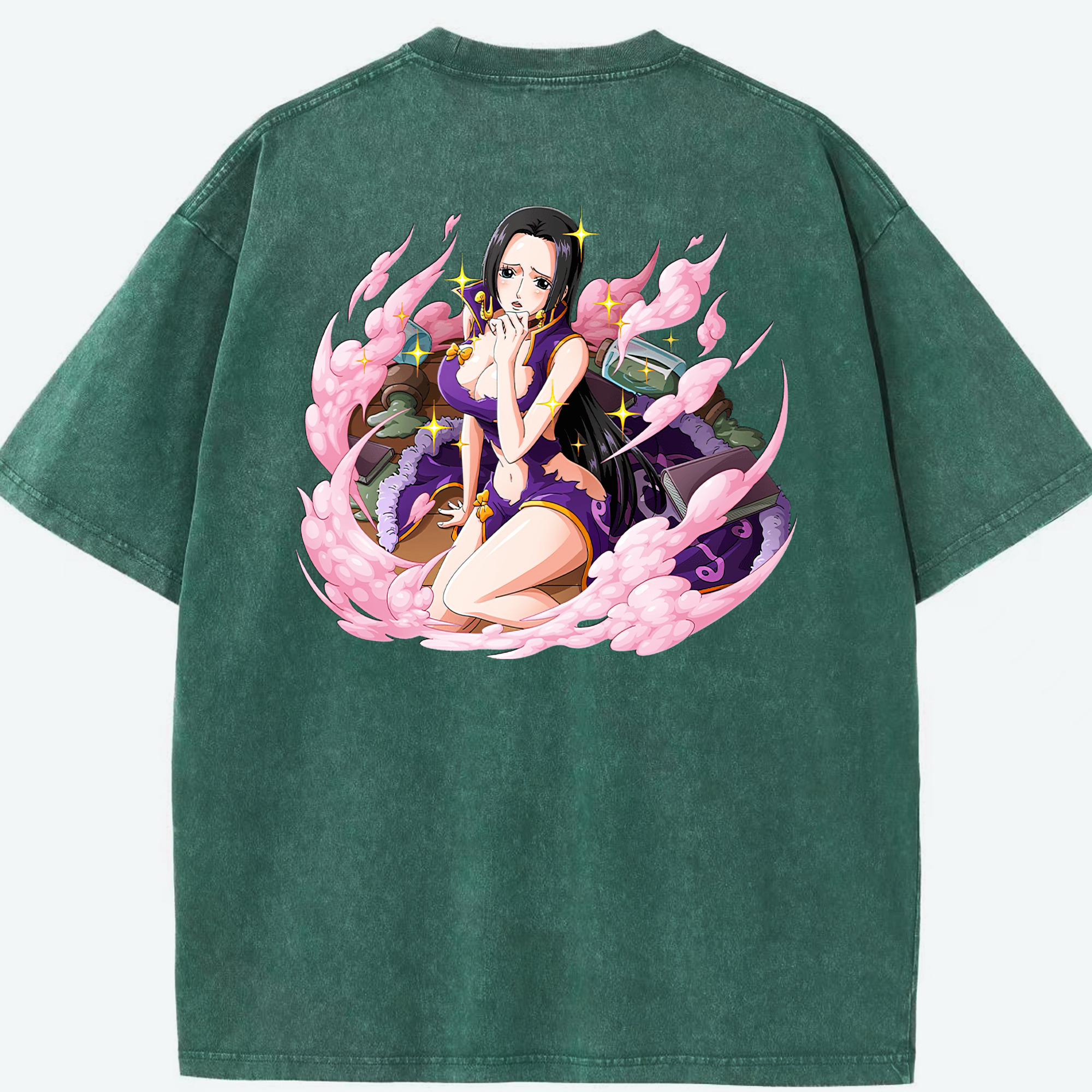 ワンピース ボア・ハンコック ONE PIECE Boa·Hancock 綿100% ヴィンテージ風 半袖Tシャツ（背面プリント）